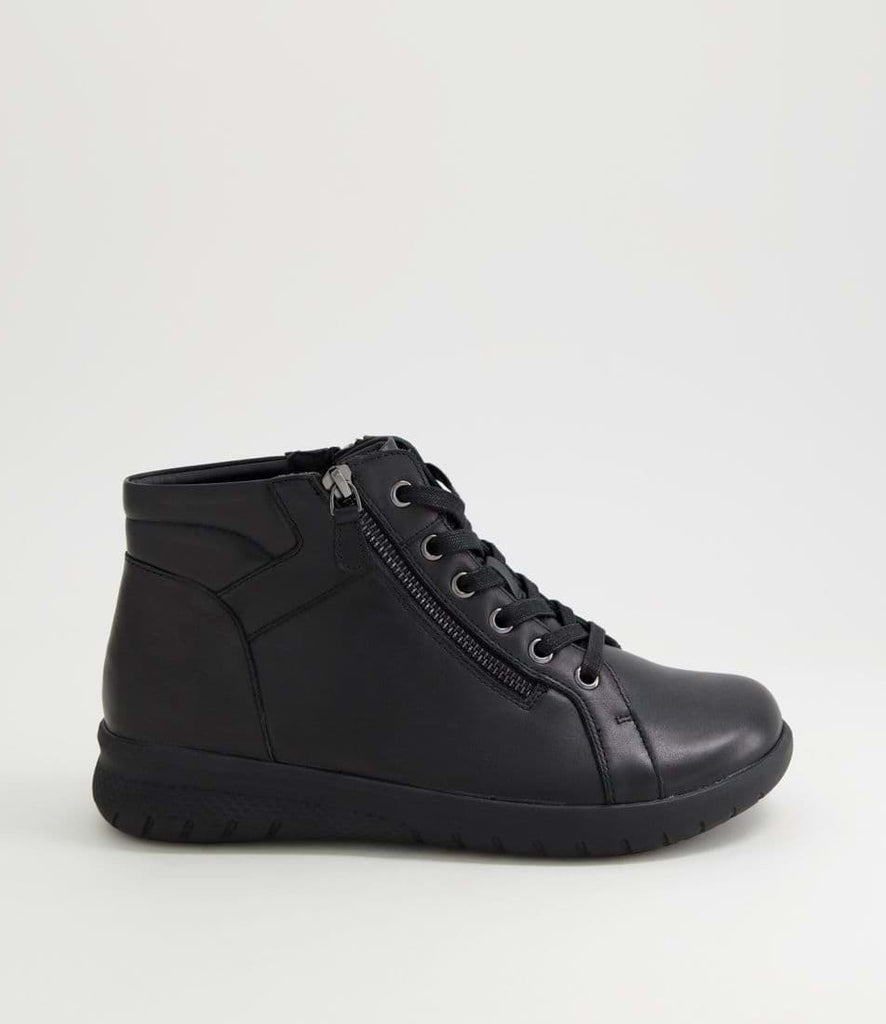 Ziera SHAUNAT Xf Black Leather Lace Up Boots – Sesto Shoex