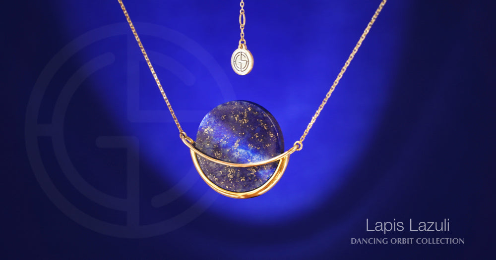 Lapis Lazuli gemstone necklace, Dancing Orbit collection by Gems In Style Jewellery