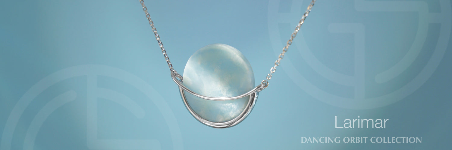 Larimar gemstone necklace, Dancing Orbit collection by Gems In Style Jewellery