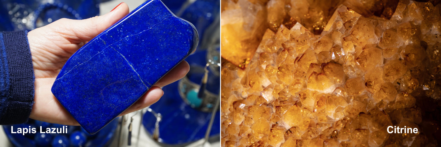Lapis Lazuli and Citrine gemstones