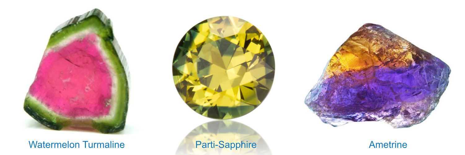 Parti-coloured gemstones