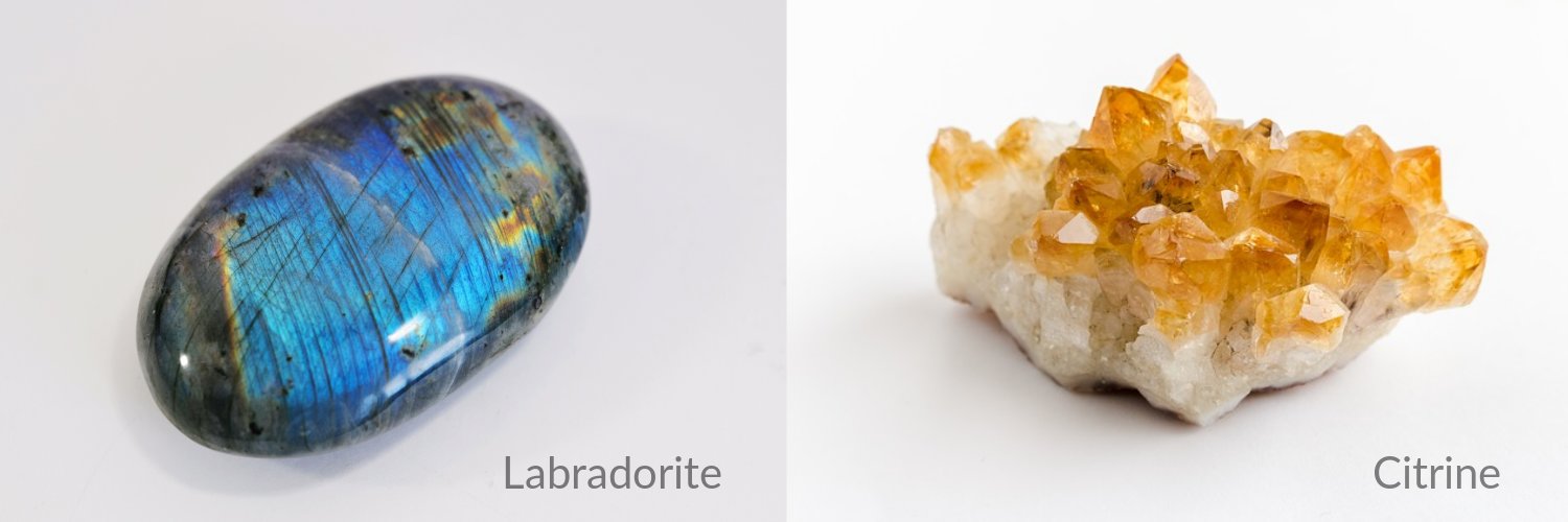 Labradorite and Citrine gemstones