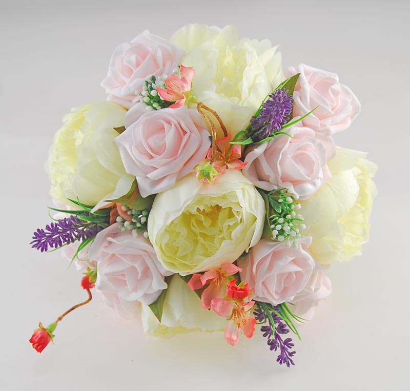 Brides Ivory Peony & Light Pink Rose Cherry Blossom