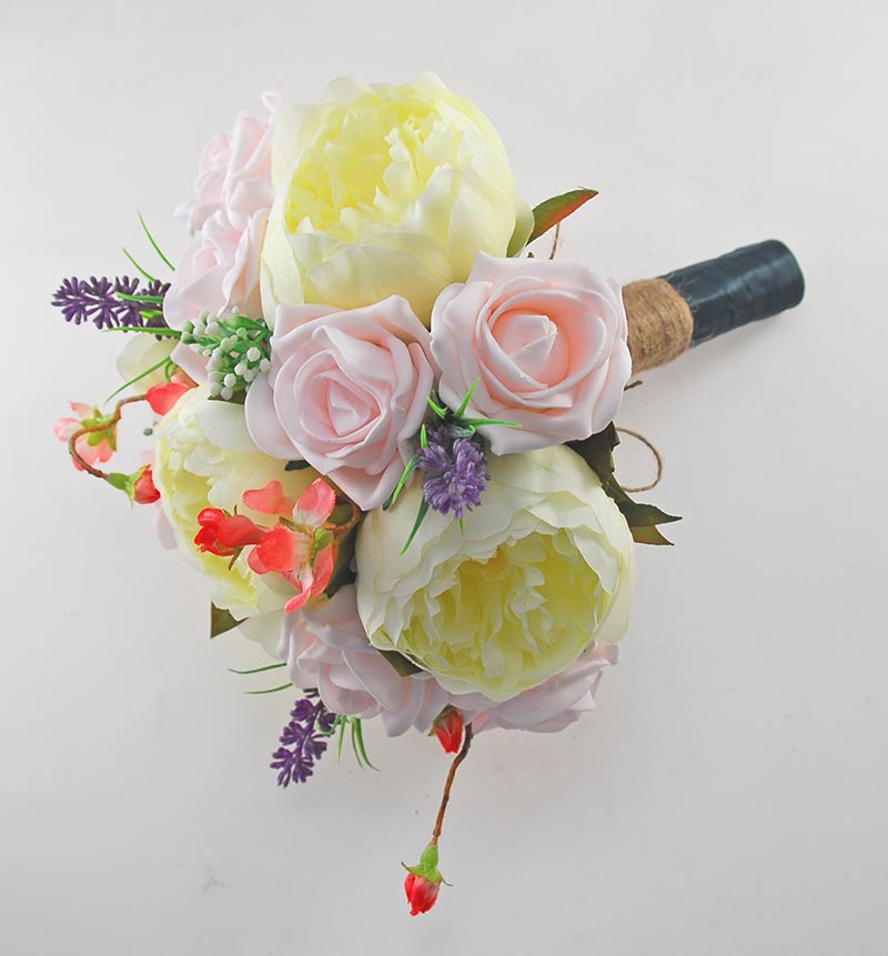 Brides Ivory Peony & Light Pink Rose Cherry Blossom