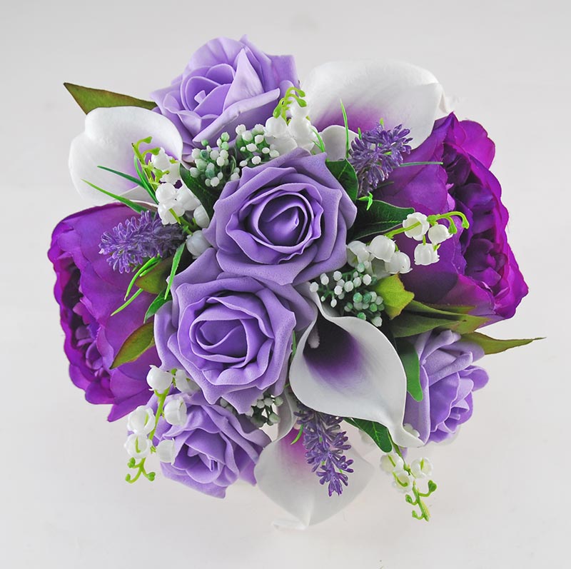 Brides Purple Peony, Calla Lily, Rose & Lilly of the