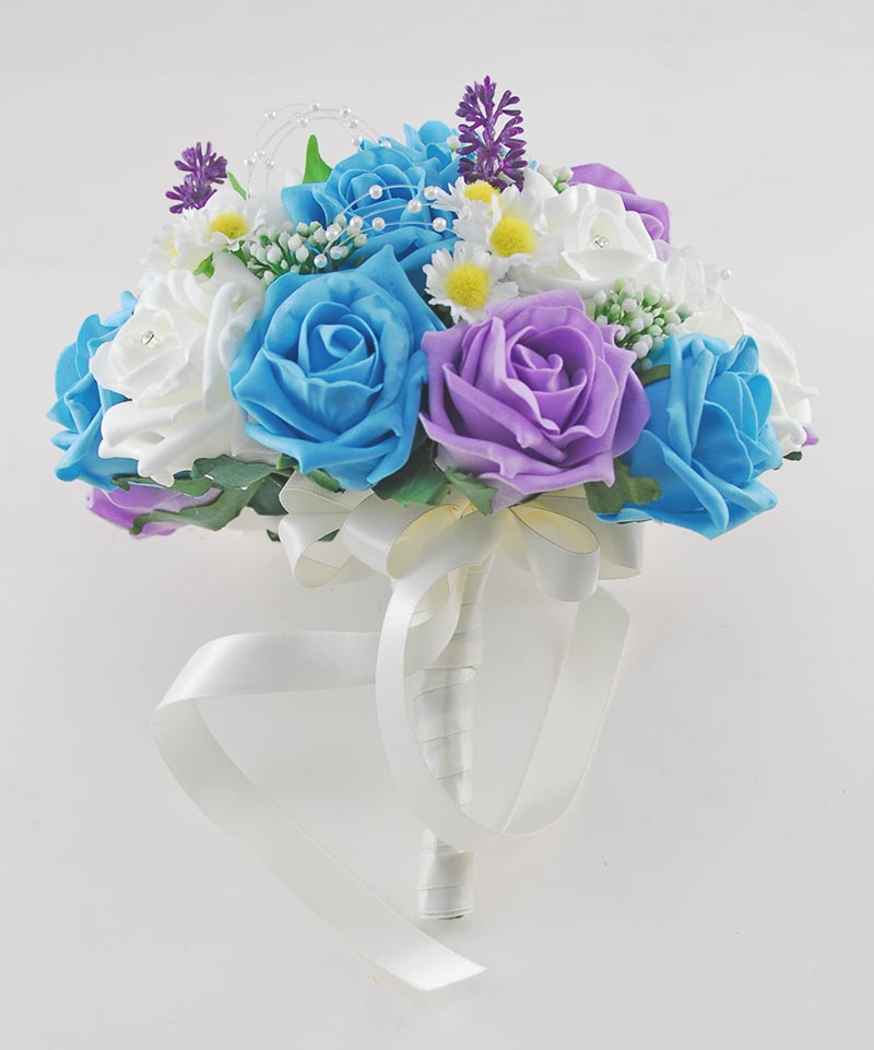 Brides Turquoise, Lilac & Ivory Rose, Daisy Wedding ...