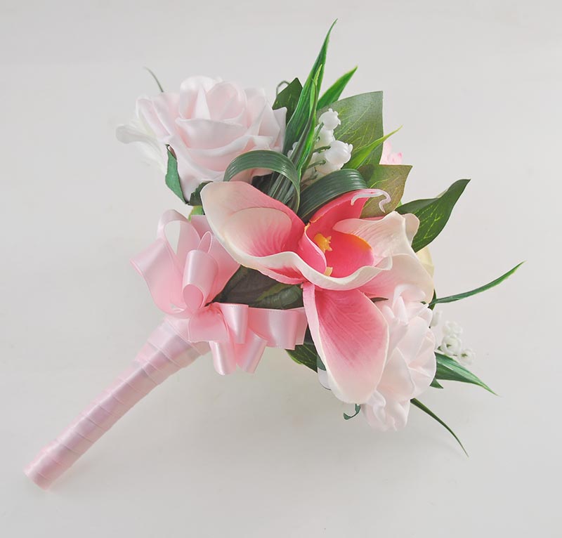 Bridesmaids Pink Silk Peony Gerbera And Rose Flowers Wedding Flower Pos