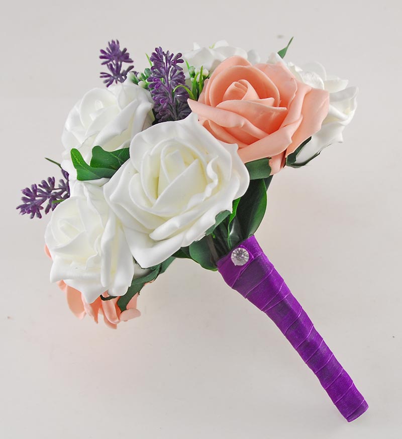 Purple Peony Calla Lily Peach And Ivory Rose Phoebe Wedding Flower Pac