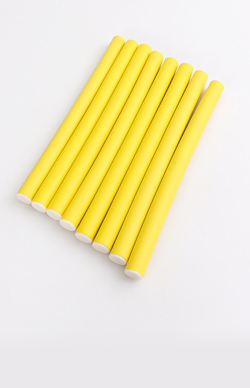 240X16mm 8 Pack Bendy Hair Rollers - Yellow