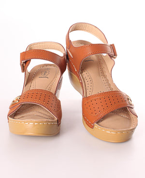 comfy tan wedges