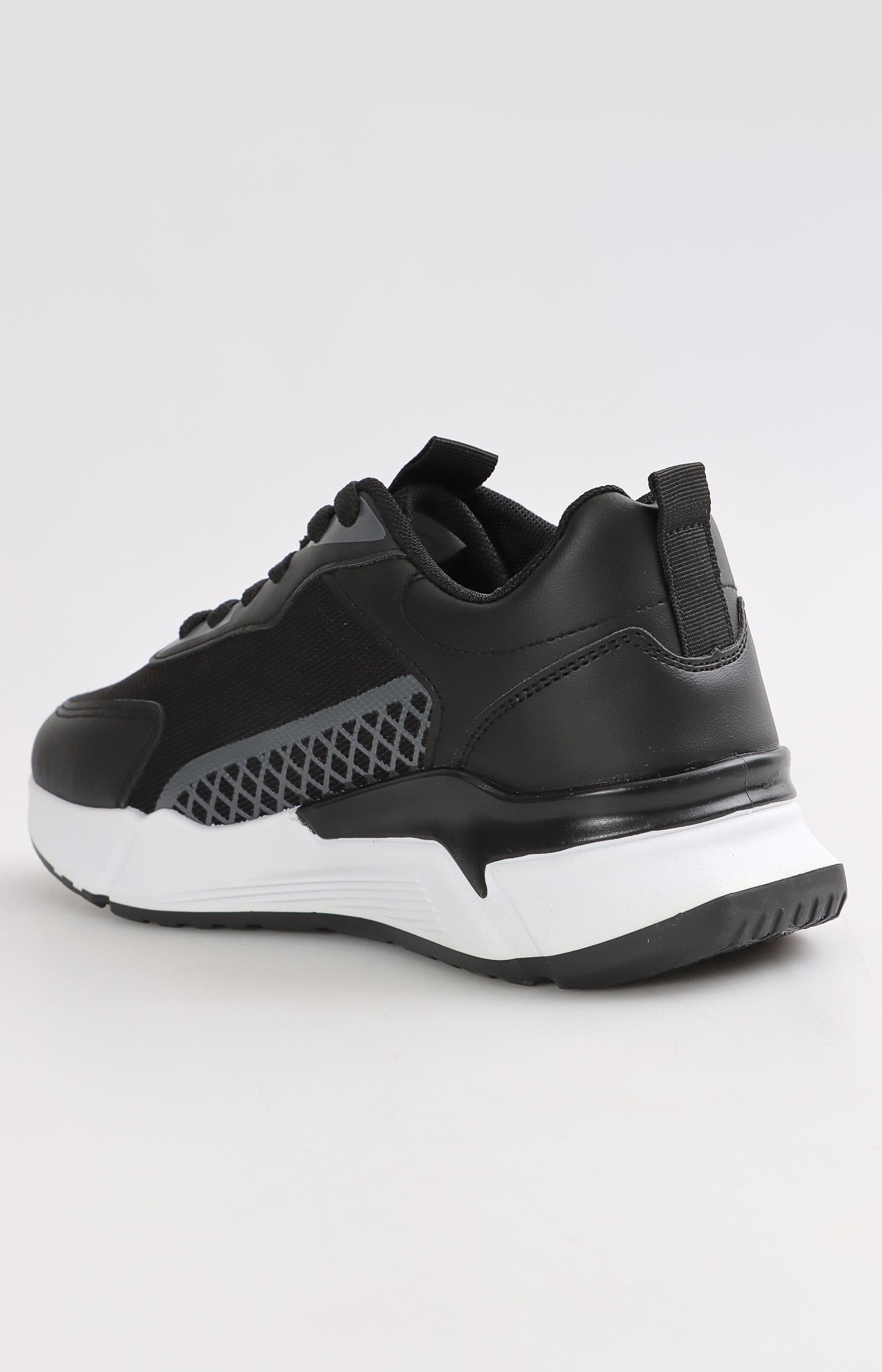 Mens Low Cut Casual Sneakers - Black-Charcoal