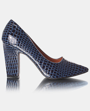 navy block heel court shoes