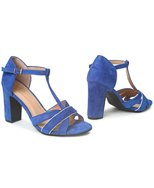 royal blue block heels