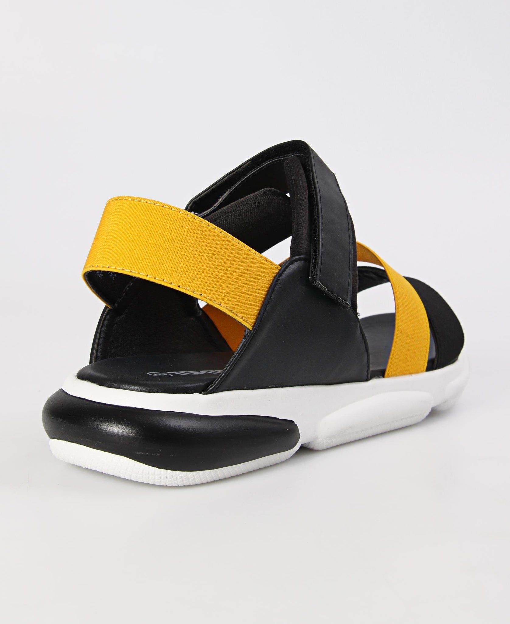Velcro Strap Sandals - Black-Yellow - planet54.com
