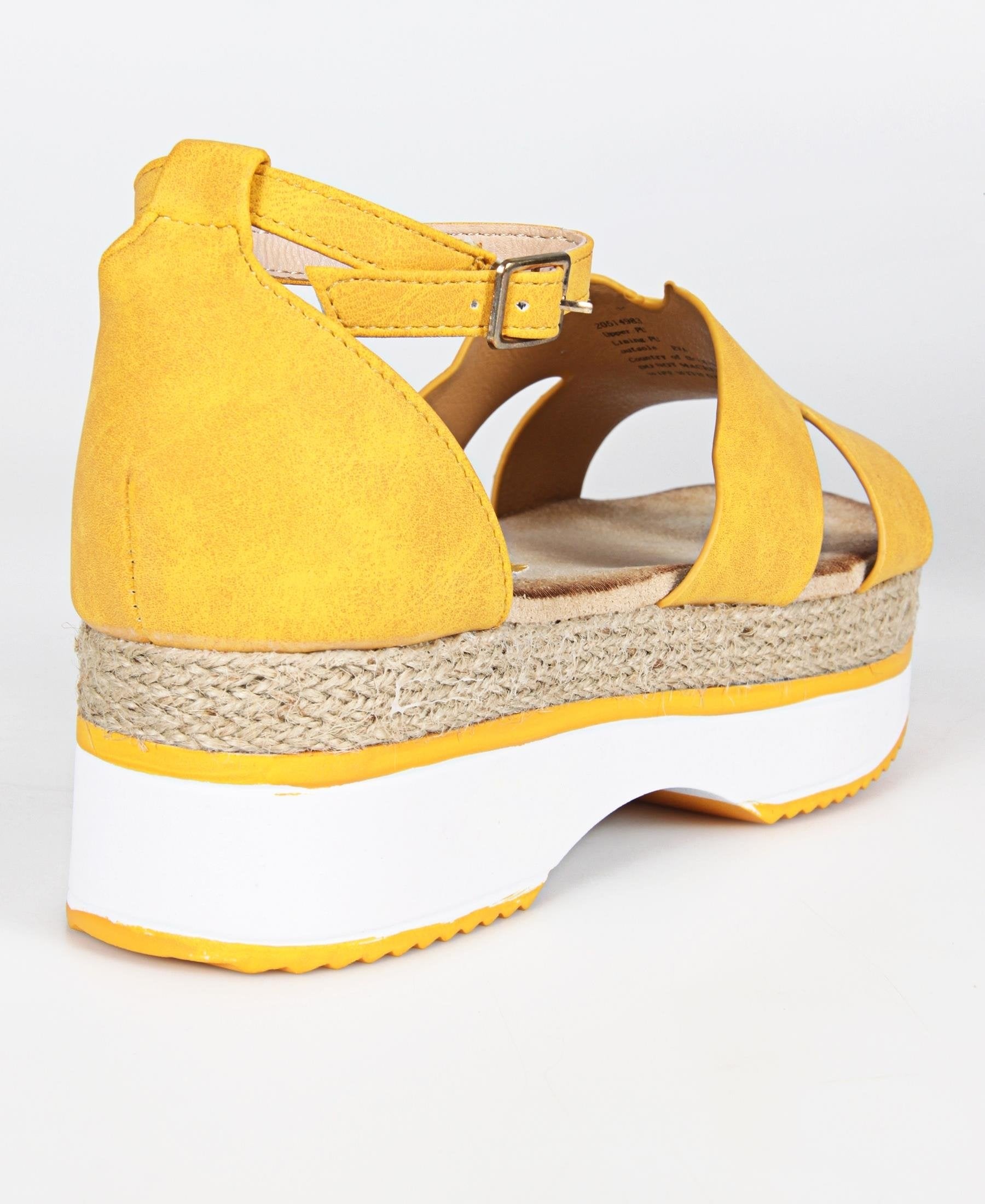 Espadrille Platform Sandals - Mustard - planet54.com
