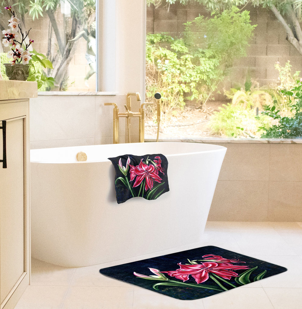 Red Anemone Bathroom Mat & Hand Towel 2 - Piece Set – ELEONORA FERRAGATTA