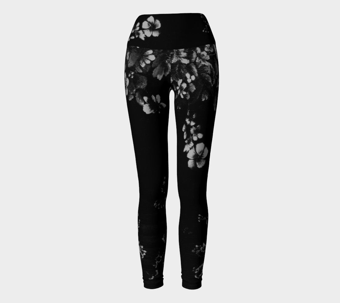 black and white flower leggings