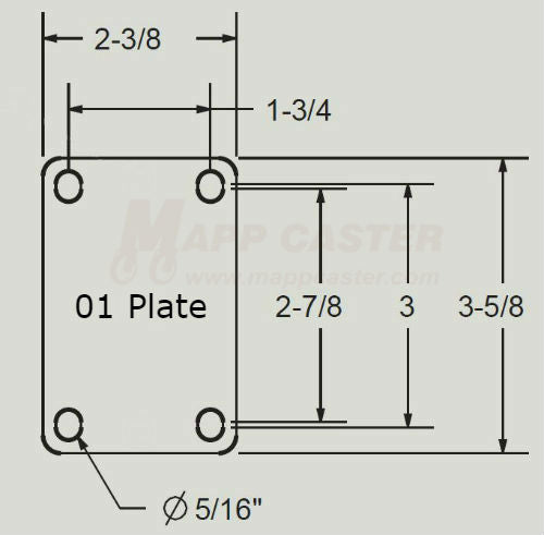 Samlet dæk butik Weld on Caster Top Plate / Shim - 2-3/8 x 3-5/8" Unplated - Mapp Caster