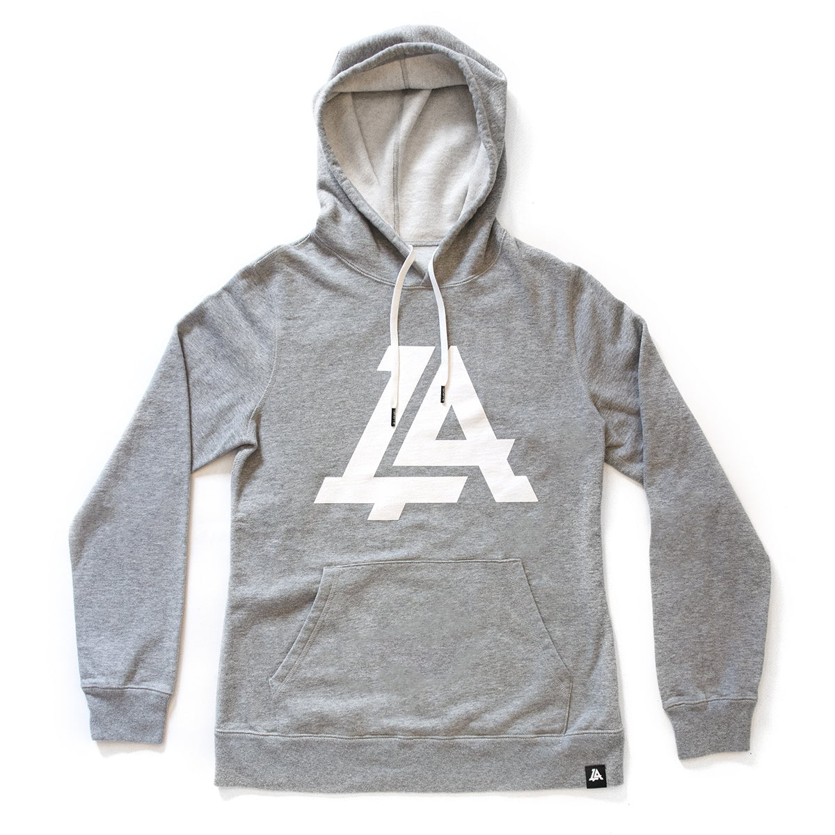 grey hoodie with white strings