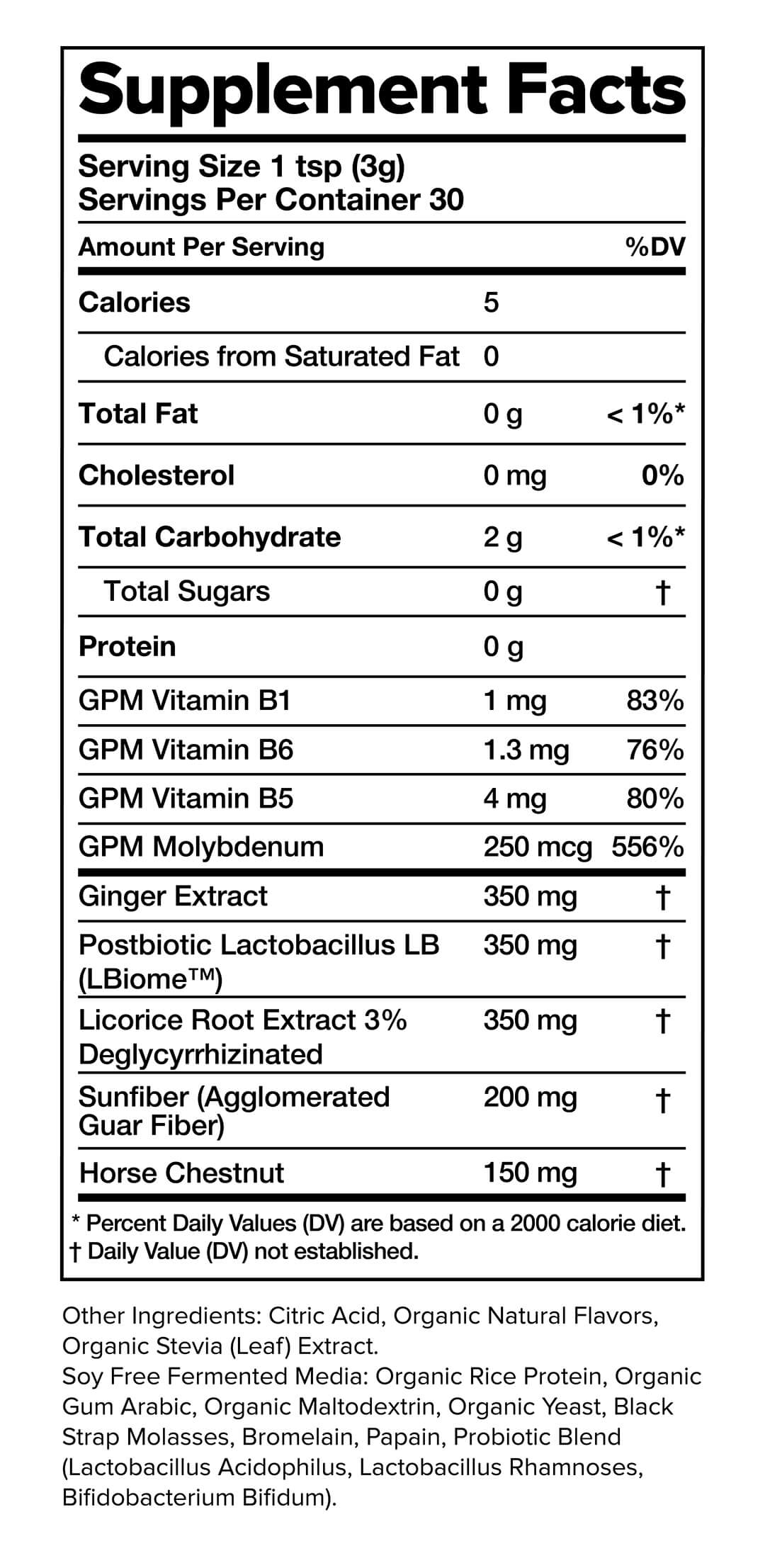 Gut Nurture Nutrition Facts