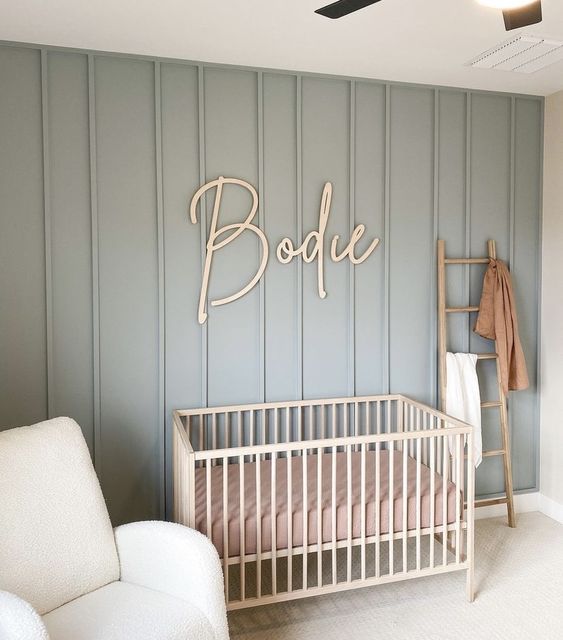 Wooden Name Sign for Boys Room with Light Room Paneling