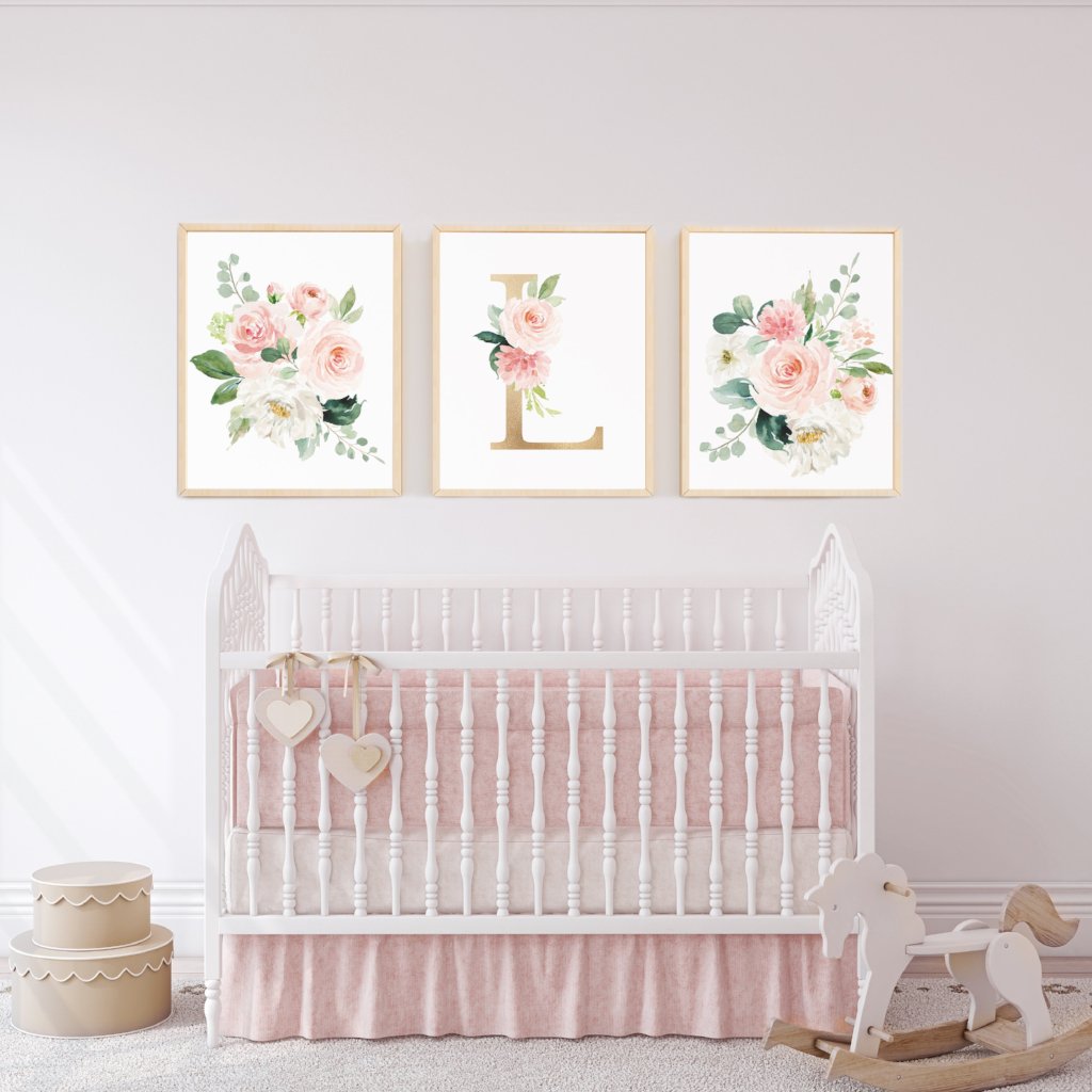 Elephant Nursery Wall Art - Floral Nursery - Girl Nursery Decor - Baby Room  Decor