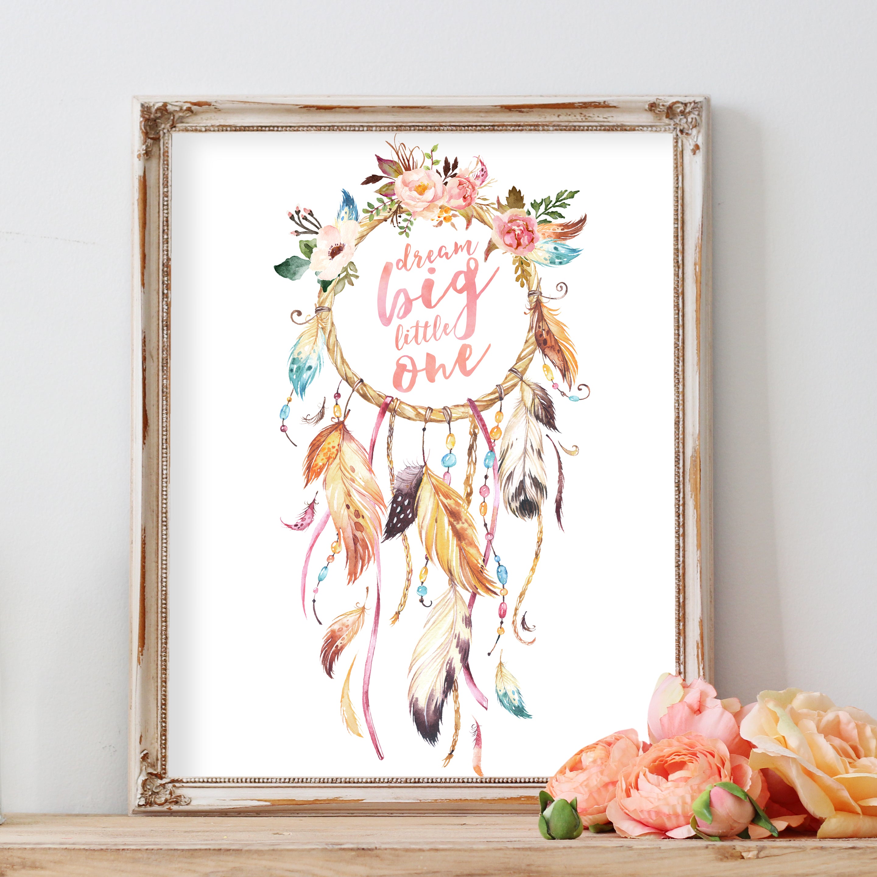 Follow Your Dreamcatcher - Boho Chic Ethnic Nursery Art Poster Print Spiral  Notebook