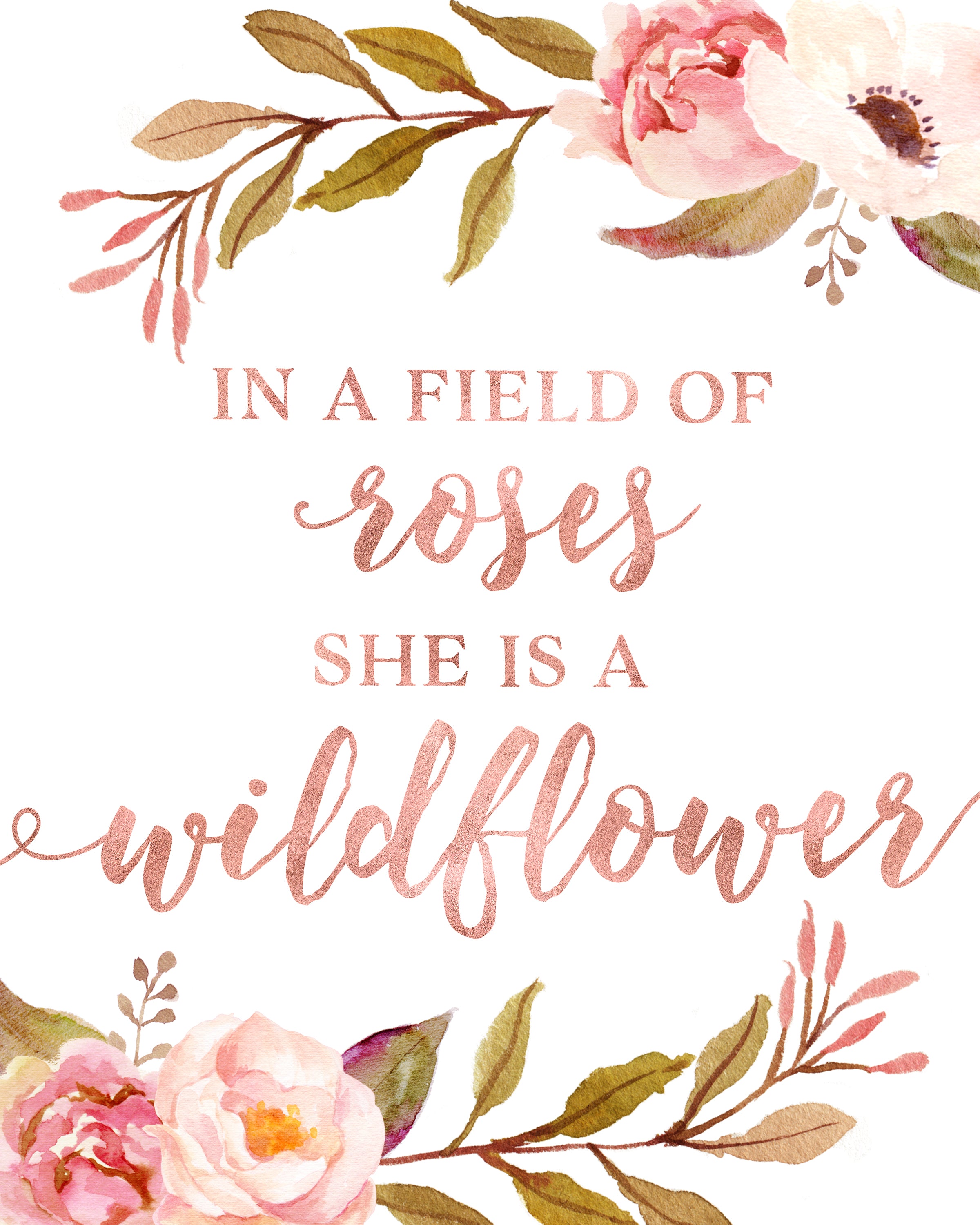 Boho In A Field Of Roses She Is A Wildflower Metal Print