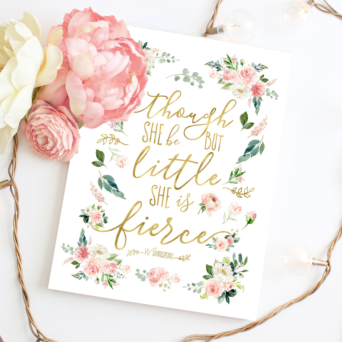 Though She Be But Little She Is Fierce Nursery Print For Baby Girl