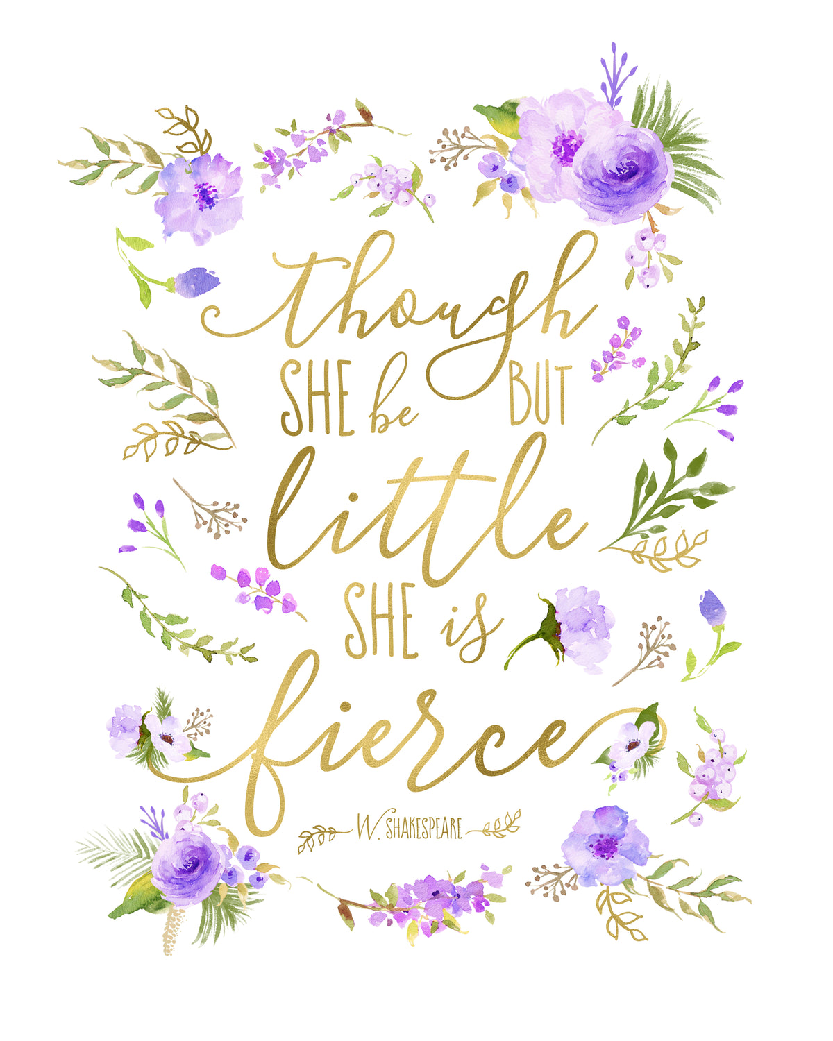 Though She Be But Little She Is Fierce Affordable Nursery Art Print