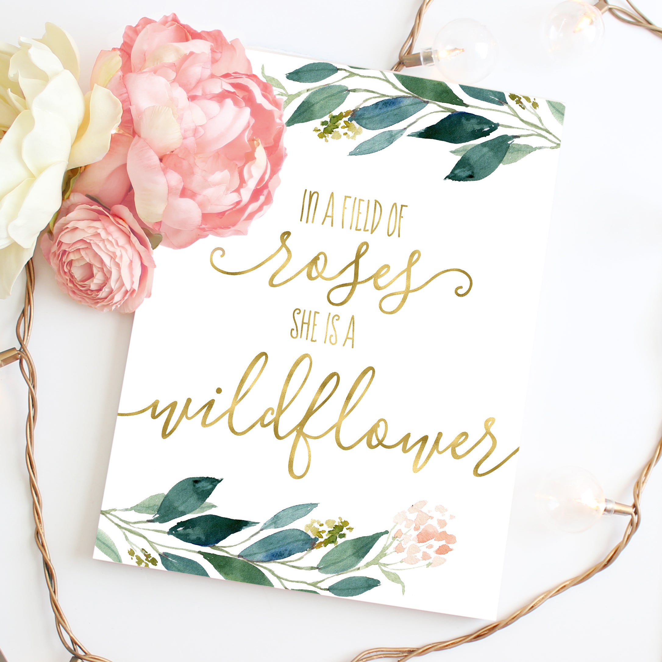 In a Field of Roses She is A Wildflower Print, Girl Nursery Prints, Girl  Quotes, She is a Wildflower Wall Art, Quote Prints for Girl Baby, Nursery