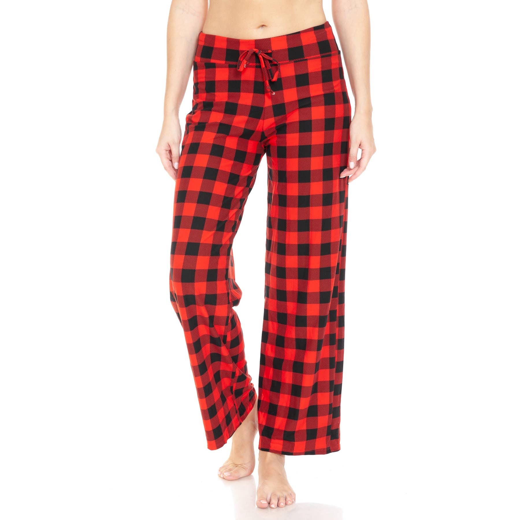 Buttery Soft Print Pajama Pants with Drawstring: Red Multi