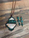 Copper Turquoise Arrow Long Necklace Set - Bronco Western Supply Co.