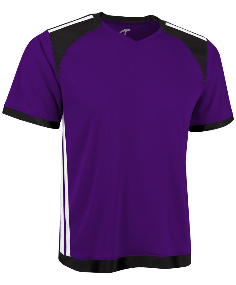 purple and black soccer jersey