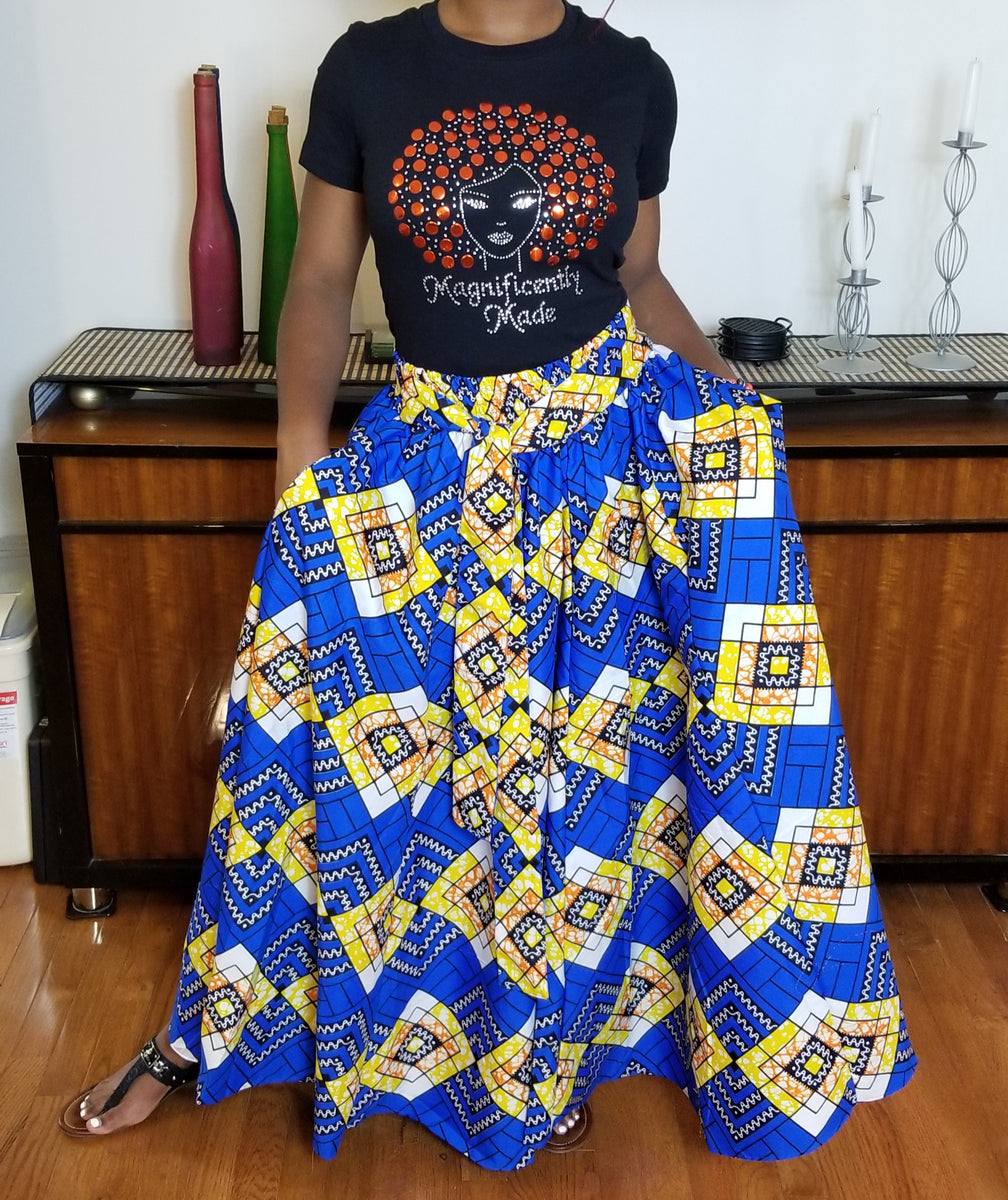 Blue and Yellow Long Skirt – Alwaze Apparel