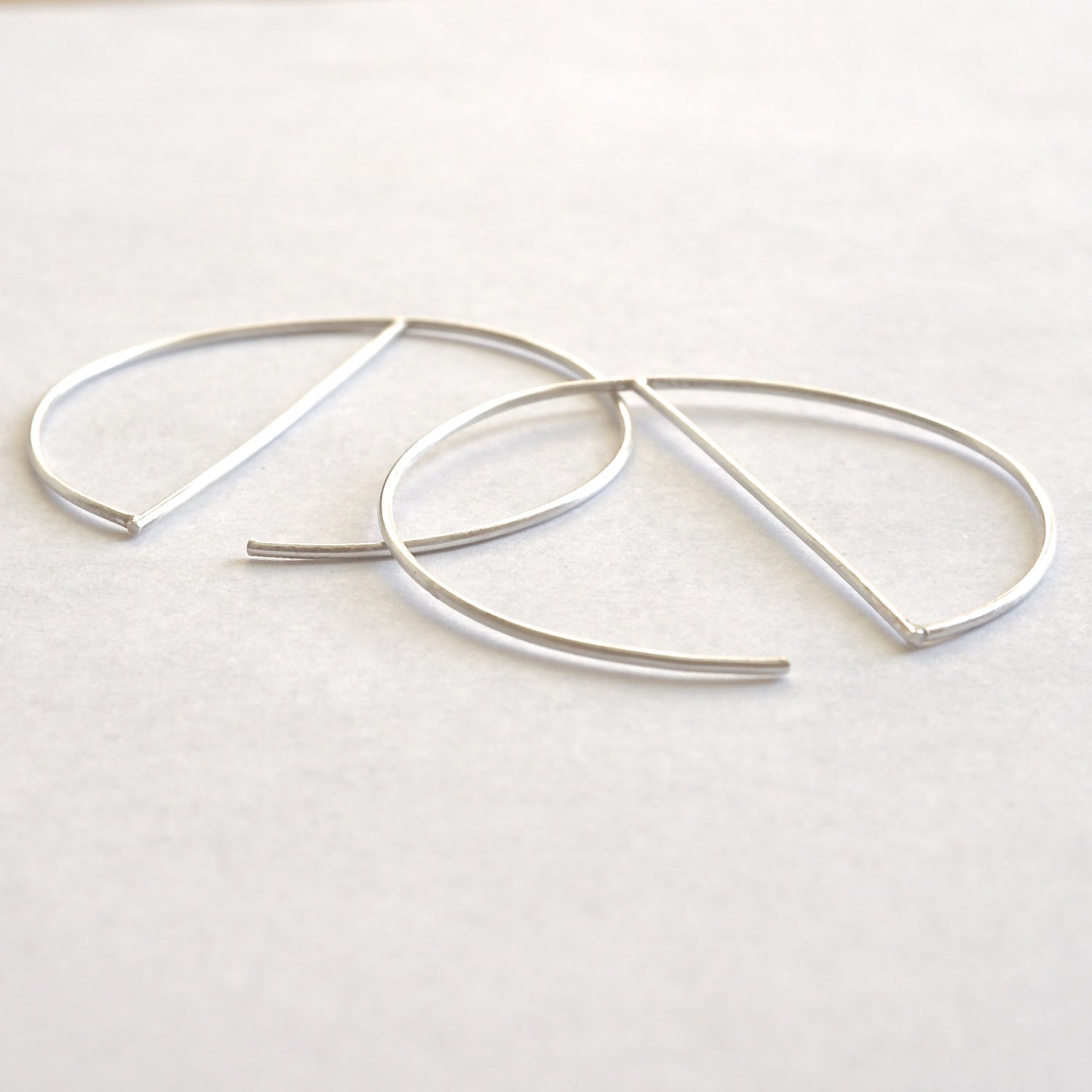 Contemporary Designed - Minimalist and Hand-Made, Open Hoop Dangle Earrings - 0259