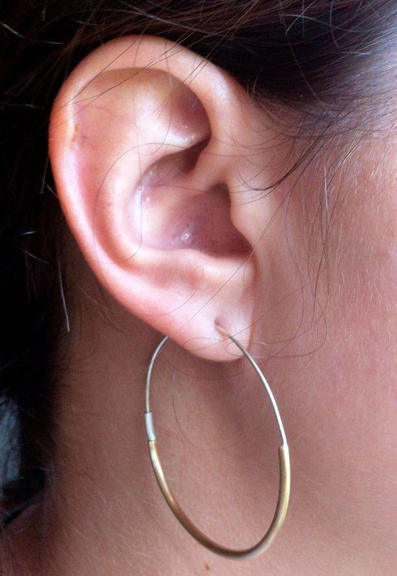 Classically Designed, Simple, Hand-Made Lightweight Large Hoop Earrings - 0056