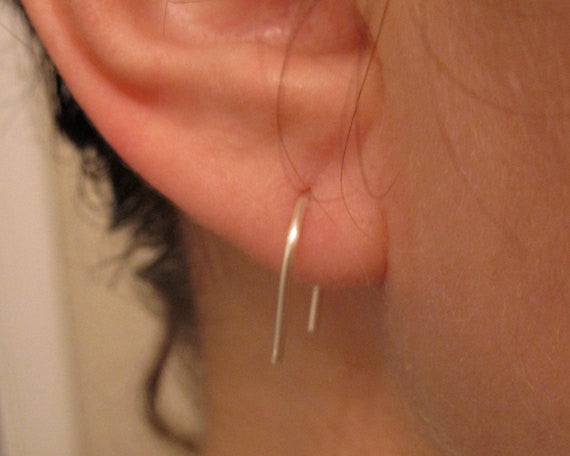 Subtle and Delicate, Hand-Crafted Short Curved Wishbone Arc Earrings - 0019