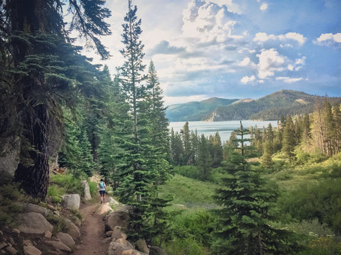 Christy running Tahoe Rim Trail 100 Miler in 2018