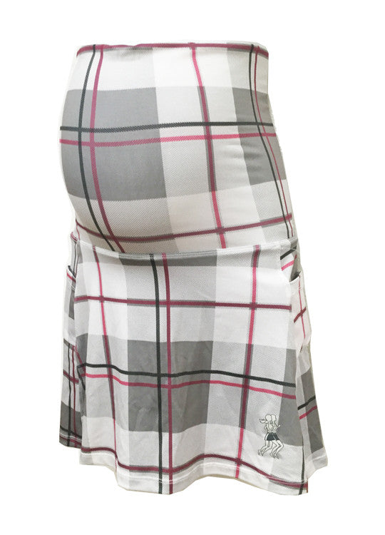 Image of Pink Plaid Maternity Fitness Skirt