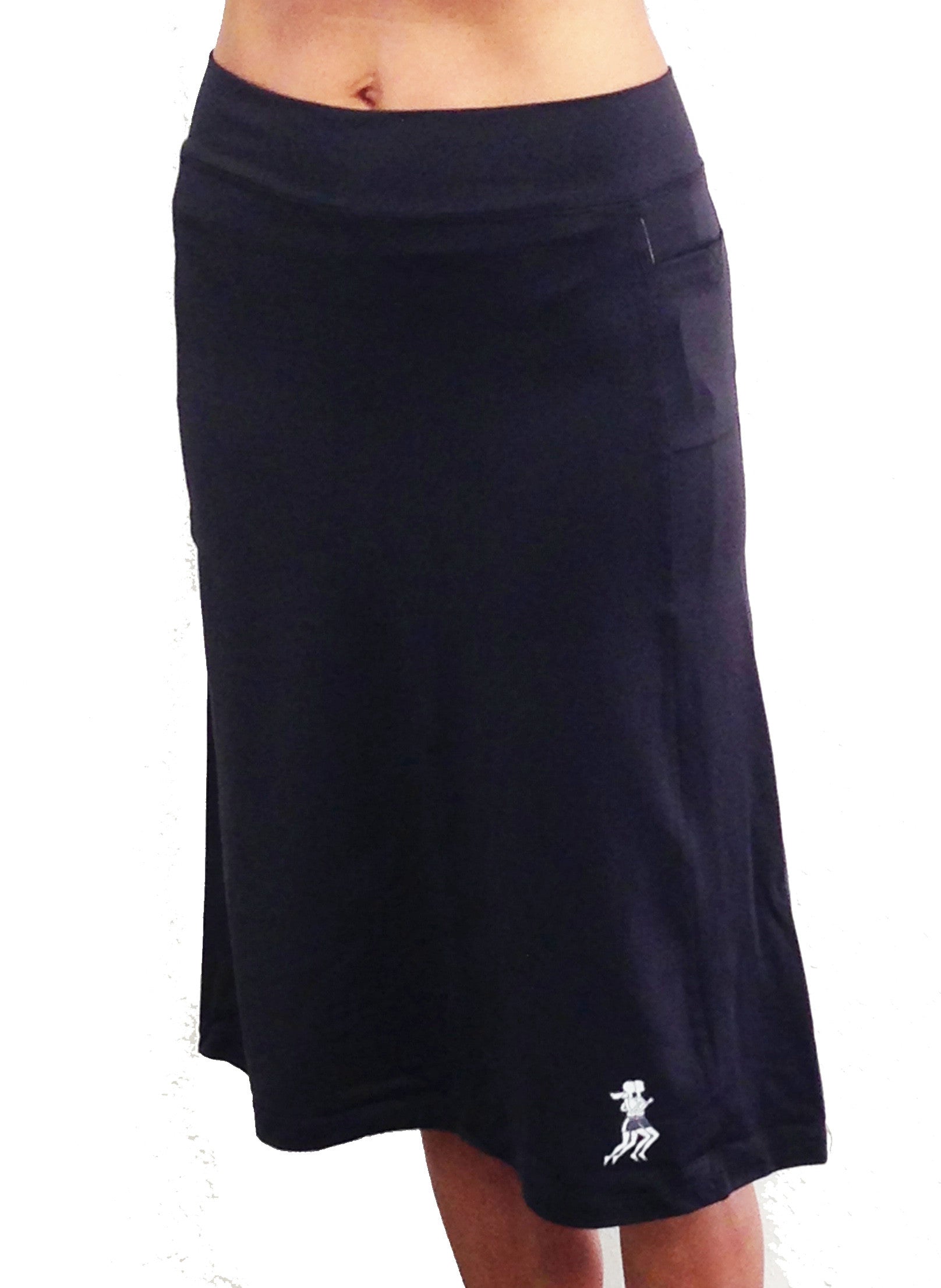 Black A-line Side Pocket Style Athletic Skirt with Built-in