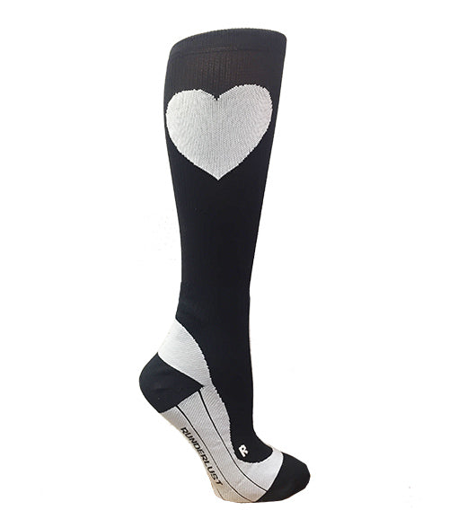 Image of Black and White Run Love Compression Socks