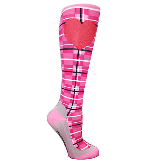 Image of Pink Plaid Run Love Compression Socks