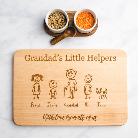 Family Member Personalised Gift Engraved Wooden Chopping Board