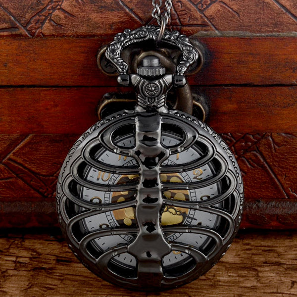 Download Skeletal Ribcage Quartz Pocket Watch - Go Steampunk