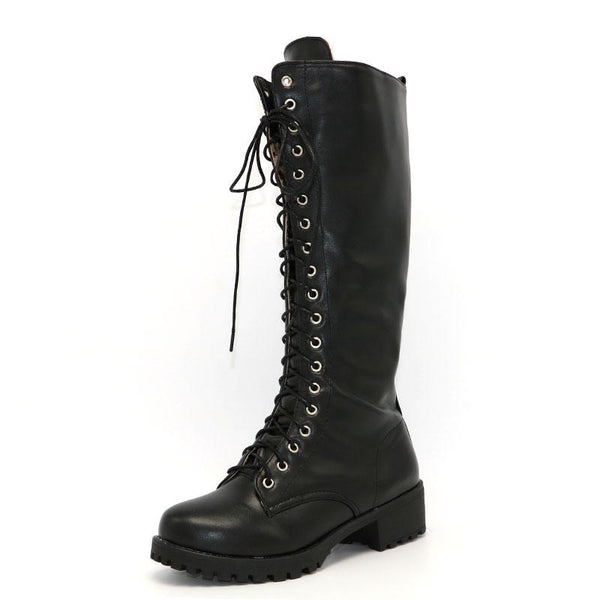 knee high lace up work boots