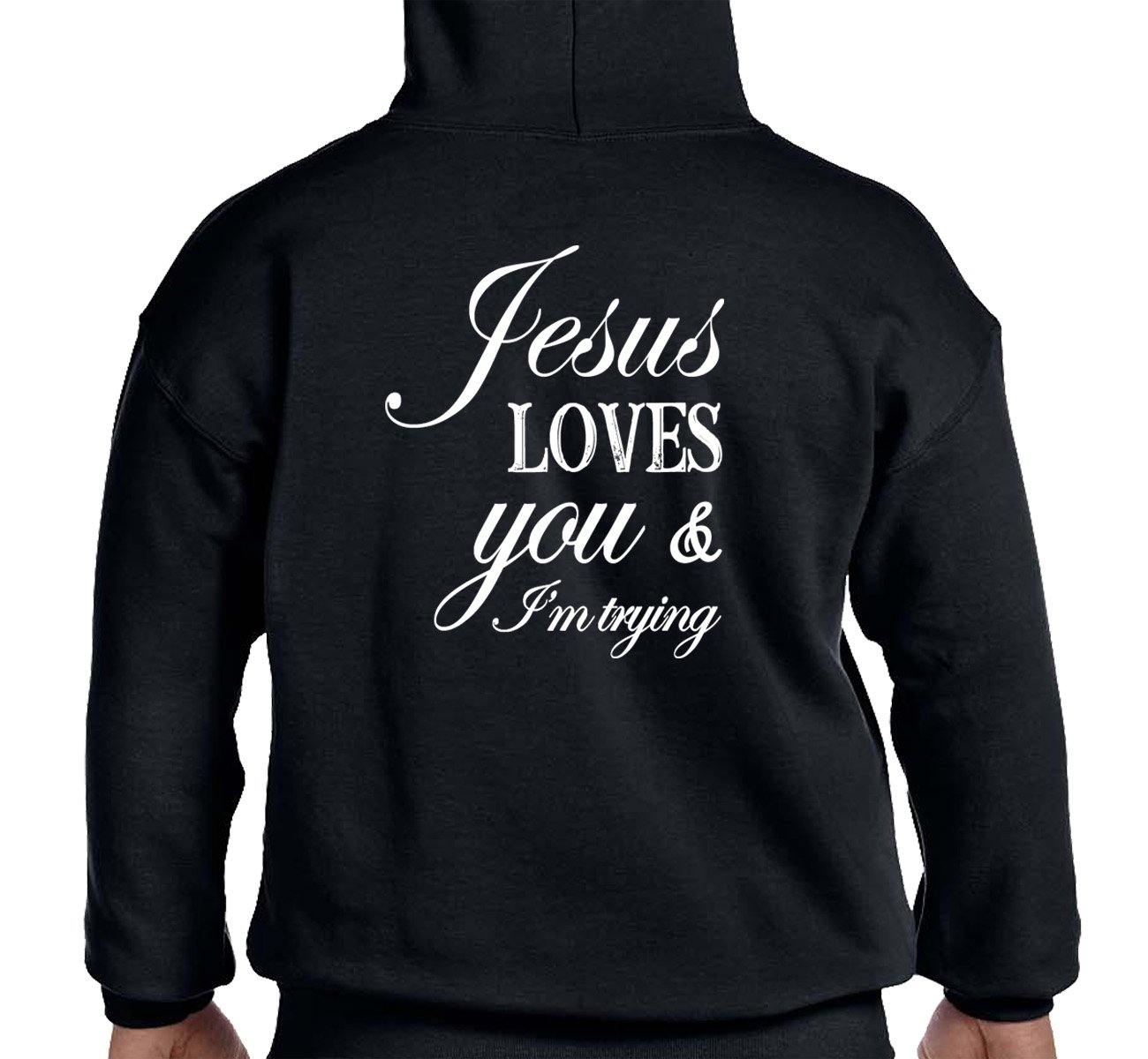 Hoodie -Jesus Loves You - Black – nawears