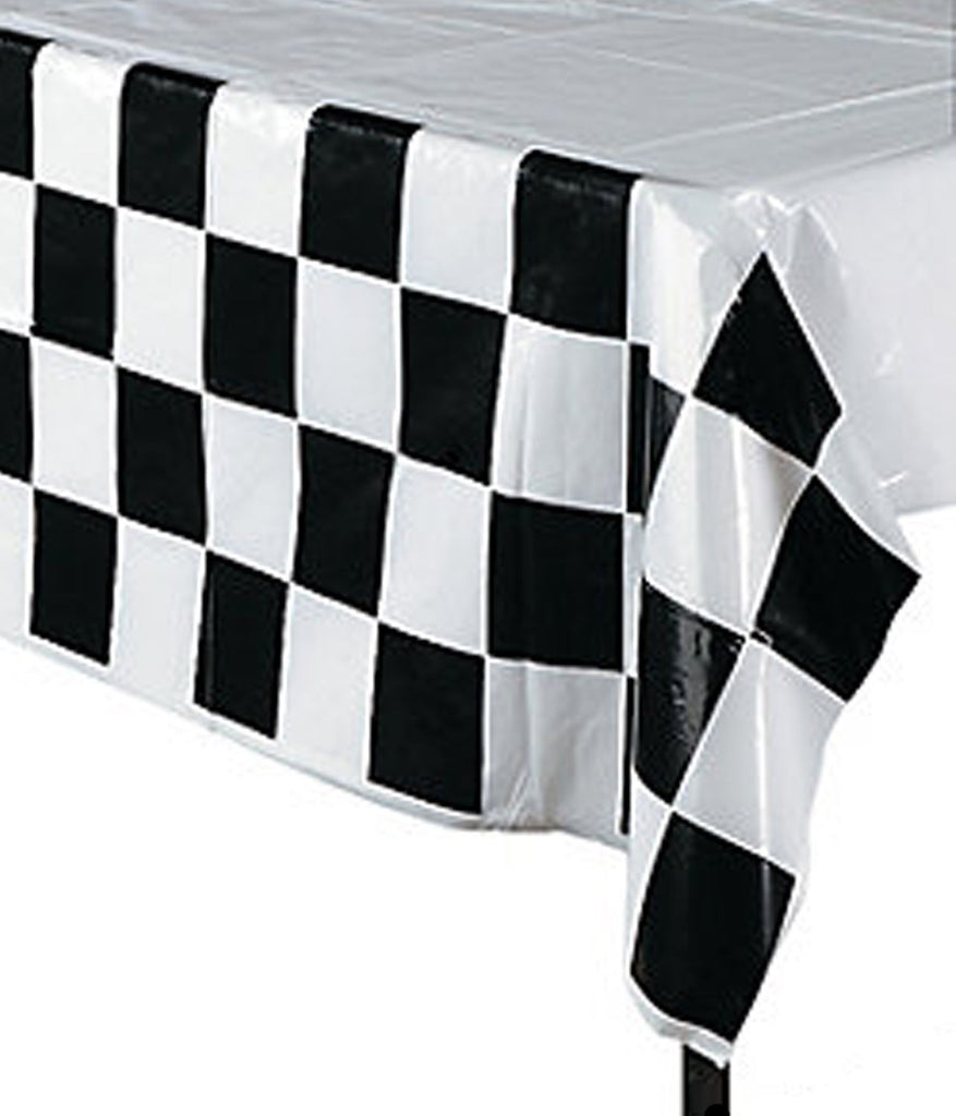 RACING PARTY - Chequered Flag Design Tablecover / Plastic Tablecloth