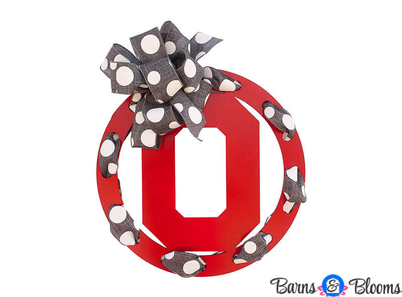 Ohio State Circle Team Wreath Door Hanger Barns And Blooms