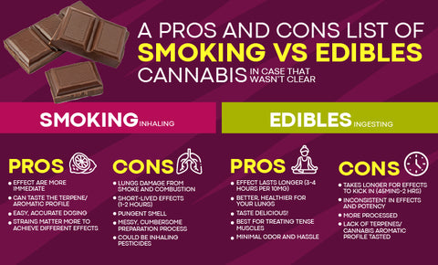 pros and cons of smoking vs edibles infographic